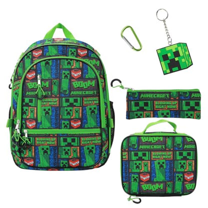 BIOWORLD Unisex Kid Minecraft Backpack Set (Little Kid/Big Kid) Green 1 Onesize - color: ['Green 1']