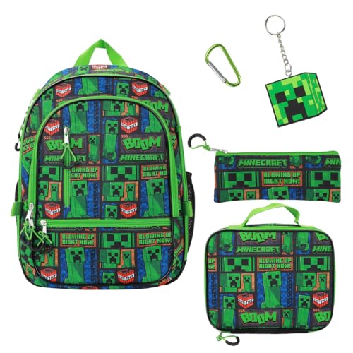 BIOWORLD Unisex Kid Minecraft Backpack Set (Little Kid/Big Kid) Green 1 Onesize - color: ['Green 1']