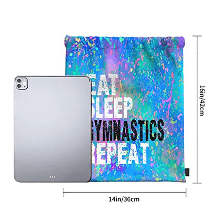 Drawstring Backpack Gym String Bag Sports Drawstring Sackpack For Women Men - color: Eat Sleep Gymnastics Repeat