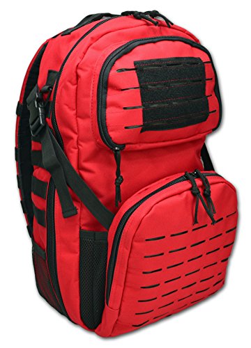 Lightning X Premium Tactical Medic Backpack w/Modular Pouches & Hydration Port (Red) - color: Red
