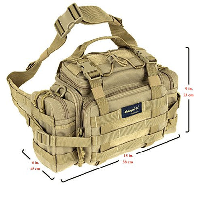 SHANGRI-LA Tactical Range Bag Outdoor Sling Backpack Hiking Fanny Waist Pack - color: Black