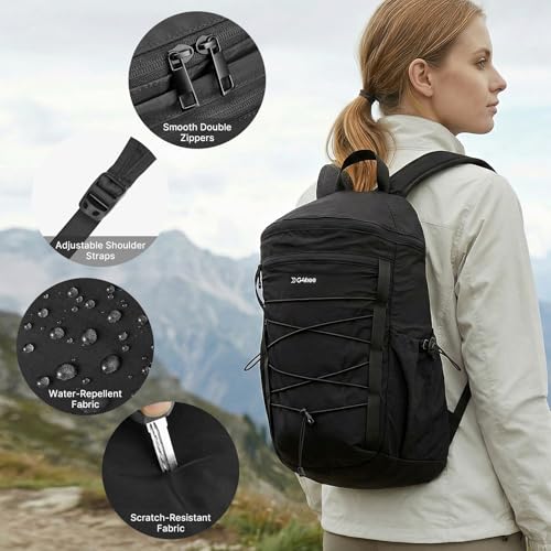 G4Free Hiking Backpack for Women Men 20L Lightweight Travel Backpacks Daypack Outdoor Daily Camping, Black - color: Blcak