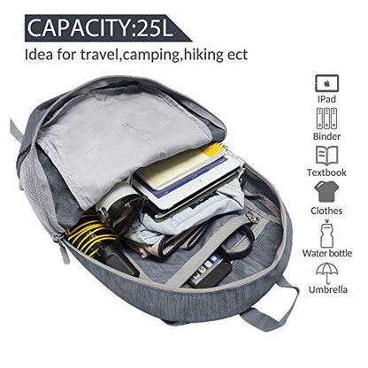 ZOMAKE 25L Ultra Lightweight Packable Backpack, Foldable Hiking Backpacks Water Resistant Small Folding Daypack for Travel(Black) - color: Black