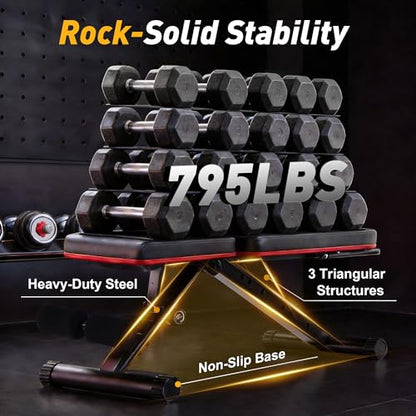 NEWBULIG Adjustable Weight Bench for Home Gym, Foldable Incline Decline Flat Workout Bench for Full Body Exercise, Bench Press and Sit Up Training Equipment, 795 lbs Capacity - color: Jet Black