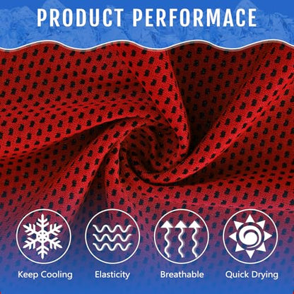 Hosuly 300 Pack Cooling Towels Bulk 40 x 12 Inch Large Chilly Breathable Sweat Sports Cold Towels Sublimation Microfiber Ice Neck Rag for Hot Weather Workout Gym Team Gift (Red) - color: Red