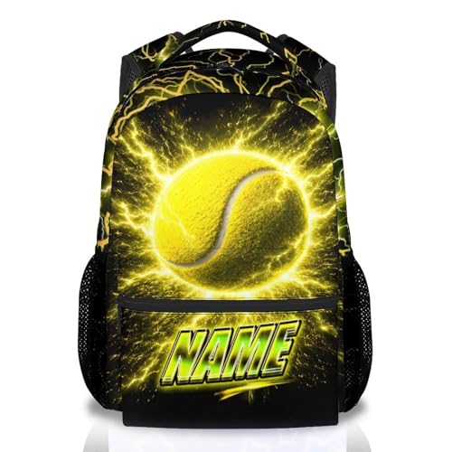 Boys Backpack Personalized School Backpacks for Kids Teens Sport Lovers, 17 Inch Custom Tennis Bookbags for Camping - color: Yellow