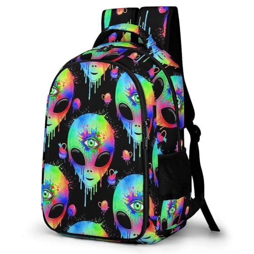 Waterproof Hiking Backpack Alien Trippy Painting Art, Anti Theft Travel Laptop Rucksack with Multi Compartments for Men Women Outdoor Sports - color: Pattern (256)