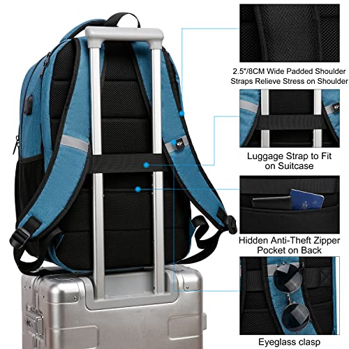 Backpack,Bookbag for Men and Women, 17.3 inch TSA Water Resistant Business Travel Laptop Backpack,Durable College School Backpack Bookbag for Teens, Lake blue - color: 17.3 Inch-lake Blue