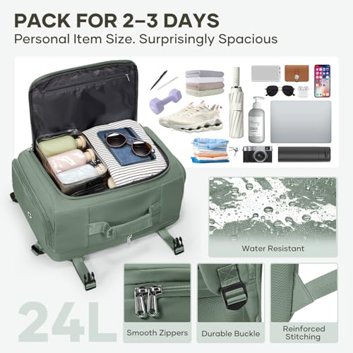 coofay Travel Backpack for Women Men, Carry on Backpack for Airplanes - color: Olive Green