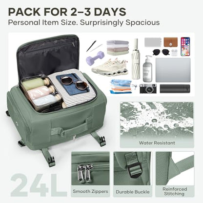 coofay Travel Backpack for Women Men, Carry on Backpack for Airplanes - color: Olive Green