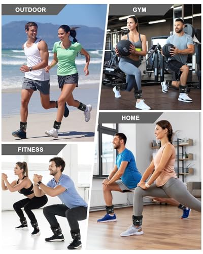 Fragraim Adjustable Ankle Weights 1-3/4/5/6/8/10/12/15/20 LBS Pair with Removable Weight for Jogging, Gymnastics, Aerobics, Physical Therapy - color: black - double buckle, style: 7.5 lbs each( 15 lbs pair)