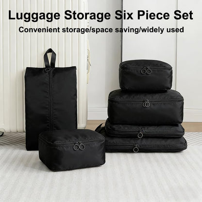 6 Set Packing Cubes Compression Bags for Travel, Waterproof Luggage Organizer, Travel Essentials for Cruise Vacation, Black - color: Black
