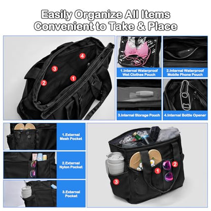 Odoland Soft Cooler Bag – Leakproof Insulated, Collapsible for Beach, Camping - color: Black