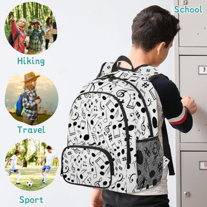 Black And White Music Laptop Backpack for Women Men, Musical Notes Work Travel Computer Backpacks, 18.3 Inch Large Computer Nurse Teacher Bags Casual Daypack - color: Multicolor 16