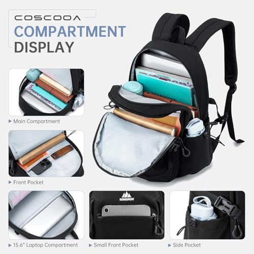 40x30x15cm Personal Item Travel Backpack,16"x12"x6" Small Carry-On Bag 20L, Flight-Approved Underseat Luggage, Mochila de Viaje,Cabin-Size Lightweight Backpack for Men & Women - color: Black