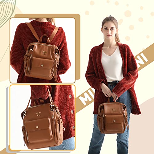 miss fong Small Diaper Bag, Mini Dackpack Leather Diaper Bag Backpack with 12 Diaper Bag Organizer, Insulated Pocket, 2 Insulated Pockets (Brown) - color: Brown