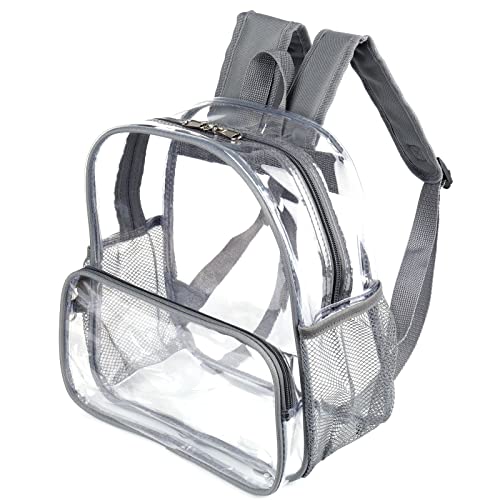 Crosstime Clear Backpack Stadium Approved 12x6x12 - Clear Bag with Reinforced Straps, Durable PVC for Stadium Events, Sports, Festivals, Concerts, Games, Women & Men - Gray - color: Grey