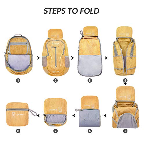 ZOMAKE 25L Ultra Lightweight Packable Backpack, Foldable Hiking Backpacks Water Resistant Small Folding Daypack for Travel(Muddy Yellow) - color: Muddy Yellow