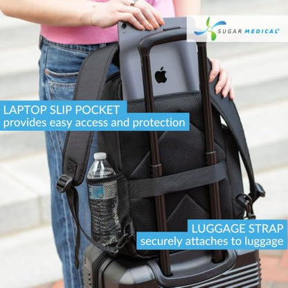 Sugar Medical Diabetes Supply Travel Backpack (Standard, Black) - color: Black, size: Standard