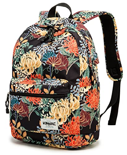 Kinmac Laptop Backpack with USB Charging Port for Laptop Up to 15.6 Inch Men Women Travel Outdoor Backpack (Golden Chrysanthemum) - color: Golden Chrysanthemum