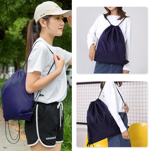 Drawstring Backpack Bulk String Backpack Drawstring Bags Sport Gym Cinch Bag Nylon String Bag for Women Men (1PCS) - color: Blue 1pcs