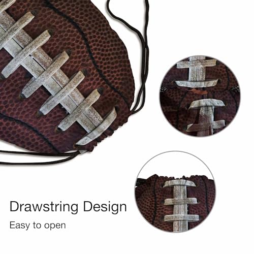 Drawstring Bag American Football Waterproof Basketball Bag Ball with Visible Laces Stitches Pigskin Pattern Stroage Shoes Ball - color: Football