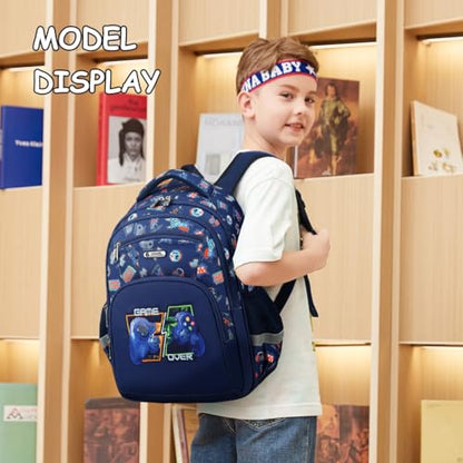Cusangel Kids school Backpack with lunch bag for Girls,Elementary 6-10years Bookbag nylon large capacity backpack,Daypack - color: Blue 16in 2pcs