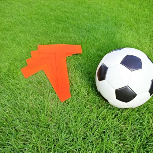 4pcs T-Shaped Soccer Training Floor Markers, Replaceable Flat Court Position Pads for Football Practice and Sports Agility Training, Orange Non-Slip Ground Spot Markers for Outdoor