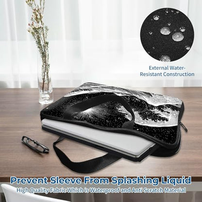 Laptop Sleeve with Handle 15.6 Inch, Waterproof Laptop Case Bag, Black Wave Pattern Design Computer Sleeve Compatible with MacBook Air, Pro, HP, Dell, Lenovo, ASUS - color: Black Wave, size: 15inch(15-15.6")