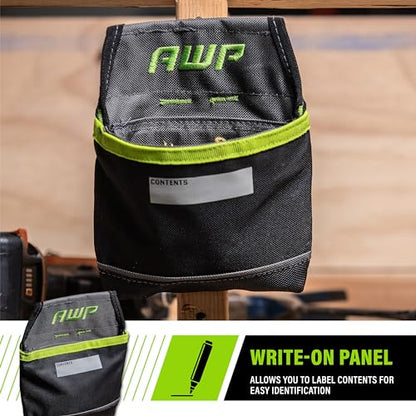 AWP TrapJaw Clip-on Fastener Tool Pouch, Small Utility Bag with Spring-Loaded Closure, Durable Tactical Tool Holder for Nails, Screws, and Electrical Accessories, 1L-039-2 - size: 7" W x 7.75" L