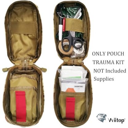 Tourniquet Holder Small Trauma Portable Tactical First Aid Pouch with Molle System IFAK Medical Pouch, Emergency EMT Med Kit for Camping and Hiking (Tan) - color: Tan
