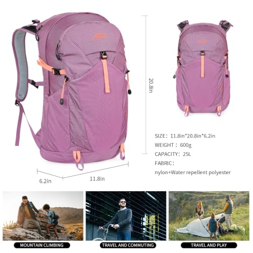 IX INOXTO Hiking Hydration Backpack with 2L/3L Water Bladder for Women and Men18L/25L Water Backpack for Hiking, Cycling, Climbing, Camping - style: Purple-3L Water Bladder