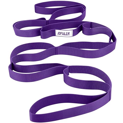 Stretching Strap for Physical Therapy and Home Rehab, 10 Loops Non-Elastic Yoga Strap for Hamstring, Calf and Back Stretching, Mobility, Exercise, Pilates, Flexibility - color: Purple