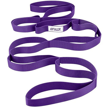 Stretching Strap for Physical Therapy and Home Rehab, 10 Loops Non-Elastic Yoga Strap for Hamstring, Calf and Back Stretching, Mobility, Exercise, Pilates, Flexibility - color: Purple
