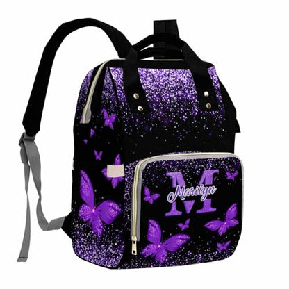 MyPupSocks Custom Diaper Bag with Butterfly Personalized Name Multifunctional Mommy Backpack for Daughter Granddaughter, Daypack Bag for Travel - color: Style 5