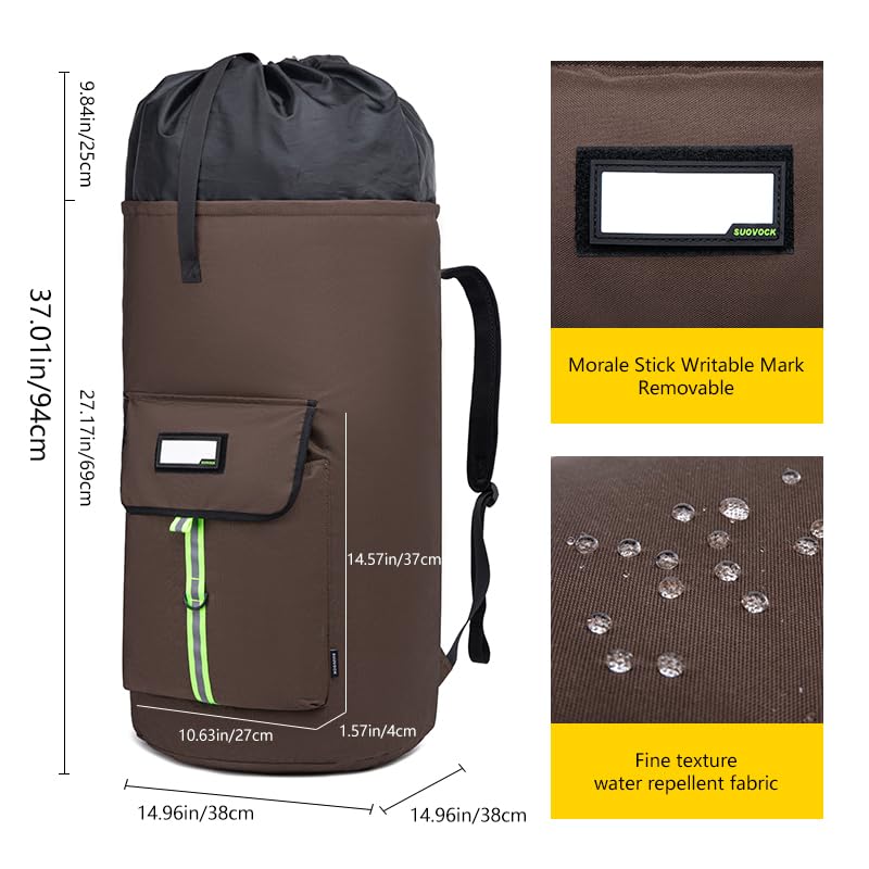 laundry bag backpack,extra-large heavy duty laundry bags,laundry backpack for college students,drawstring closure (Brown) - color: Brown