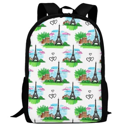 Lightweight Polyester Daypack Eiffel Tower Paris, Anti Theft Large Capacity Travel Hiking Backpack Unisex Carry On Bag for Outdoor Commute Business Use - color: Design (901)