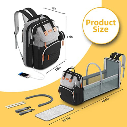 ISMGN Diaper Bag Backpack with Changing Station, Multifunctional Diaper Bag, Extra Large Capacity, Baby Bag, GreyBlack - color: Pure Black