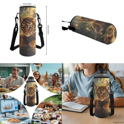 ZDCUSTOM Boys School Backpack with Lunch Box 5PCS, Tiger Cub Bookbag for School, Cute Schoolbags with Water Bottle Sleeves,Pencil Case Keychain, Back to School Gifts for Elementary - color: Tiger Cub