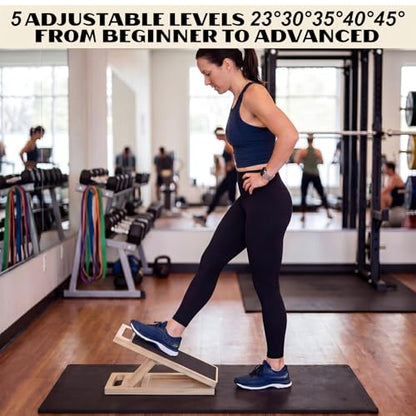 Thenshop 2 Pcs Slant Board for Calf Stretching Adjustable Portable Wooden Incline Board 300 Lbs Capacity Non Slip Calf Stretch Wedge for Leg Knees Heel Ankle Home Gym Yoga