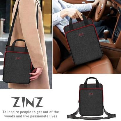 ZINZ Laptop Shoulder Bag 12.3-13 inch Case Sleeve, Expandable Handbag with Valuables Compartment Compatible with MacBook Air/Pro/Neo 13", iPad 12.9"/13"/11", Shockproof,Black-Wine edge - color: Black-wine Edge