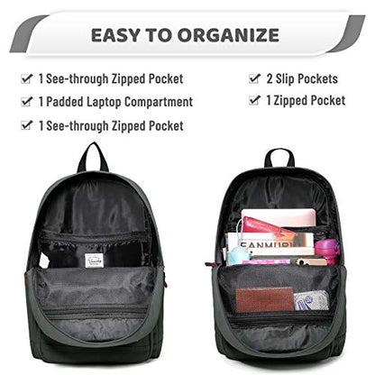 VASCHY School Backpack, Water Resistant Lightweight Casual Backpack for Men Women with Padded Laptop Sleeve Dark Gray - color: Grey