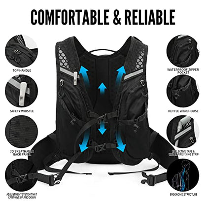 IX INOXTO Hydration Pack Backpack, Lightweight Water Backpack with 2L Hydration Bladder Daypack for Men Women,Running Hydration Vest for Trail Running Hiking Cycling Race Climbing - color: Black