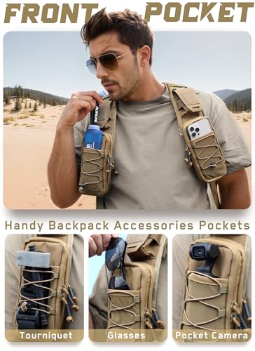 WYNEX Molle Backpack Accessories Pouch of Curve Design Version, Tactical Backpack Strap Pouch Hiking Backpack Attachment Pack - color: Coyote Brown
