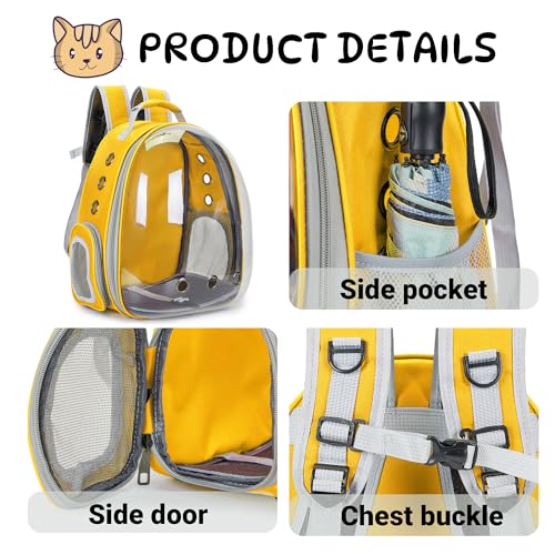 Cat Bubble Backpack Carrier for Small Medium Dogs Cats Carrying Bag, Airline Approved Pet Travel Carrying Bag Dog Hiking Walking Outdoor Backpack (Yellow) - color: Yellow
