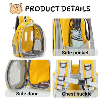 Cat Bubble Backpack Carrier for Small Medium Dogs Cats Carrying Bag, Airline Approved Pet Travel Carrying Bag Dog Hiking Walking Outdoor Backpack (Yellow) - color: Yellow