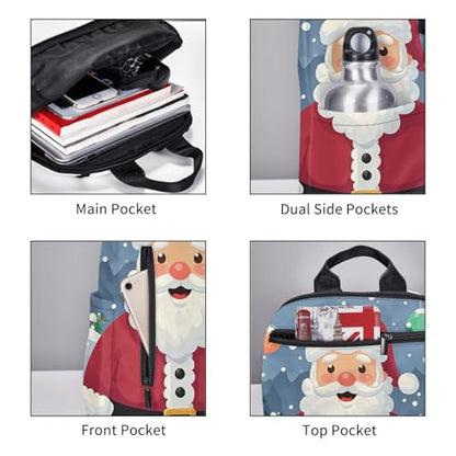 Travel Backpack for Women Men Cartoon Santa Claus Daypack 15 inch Lightweight Computer Bag Casual Back Pack - color: Cartoon Santa Claus2
