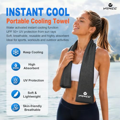 YQXCC 4 Pack Cooling Towels (47"x12"), Ice Cool Neck Towel, Soft Breathable Microfiber for Yoga, Golf, Gym, Running, Camping & Hot Weather - color: Dark Gray*2/Light Gray*2