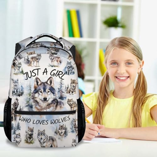 Girls Backpacks for Preschool - 17 Inch Wolf Kids School Backpack - Durable Bookbag for Kindergarten - color: Color1-1