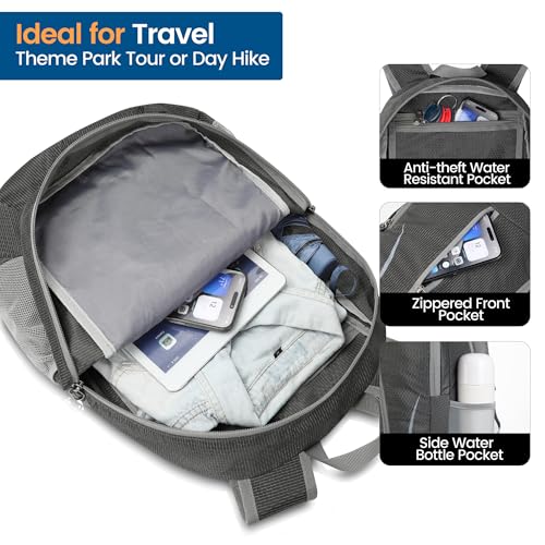 ZOMAKE Ultra Lightweight Packable Backpack 25L, Foldable Hiking Backpacks Water Resistant Small Folding Daypack for Travel(Medium Grey) - color: Medium Grey-c